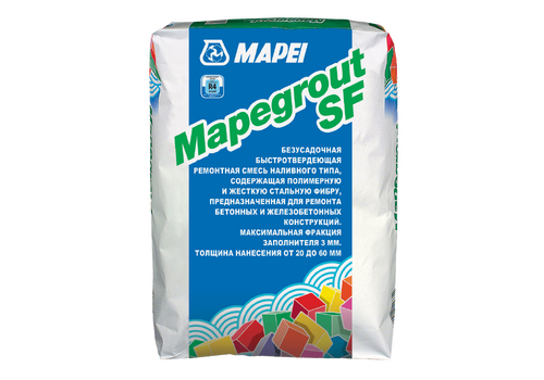 MAPEI Mapegrout SF безусадочная быстротвердеющая ремонтная смесь наливного типа, содержащая полимерную и жесткую стальную фибру